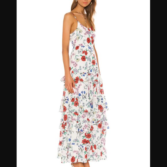 YUMI KIM ivory St. Martin floral tiered ruffle chiffon maxi - Picture 2 of 15